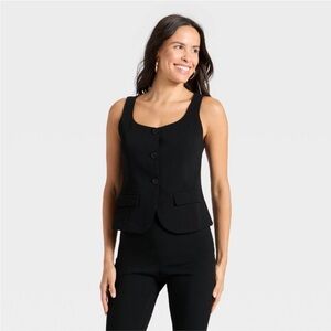 A new day Black Button-Up Vest